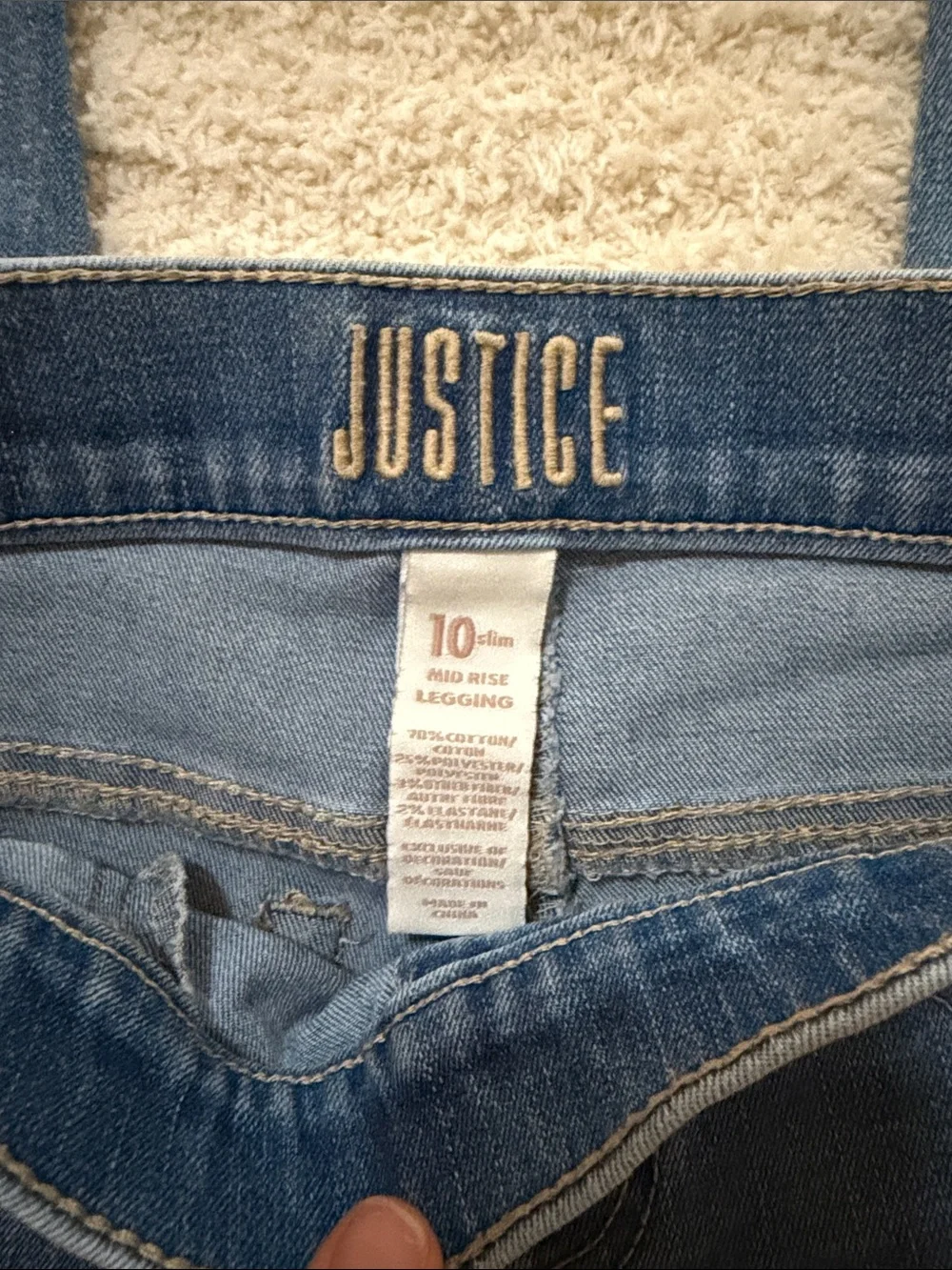 Justice pull on Blue Jeans with Silver gems